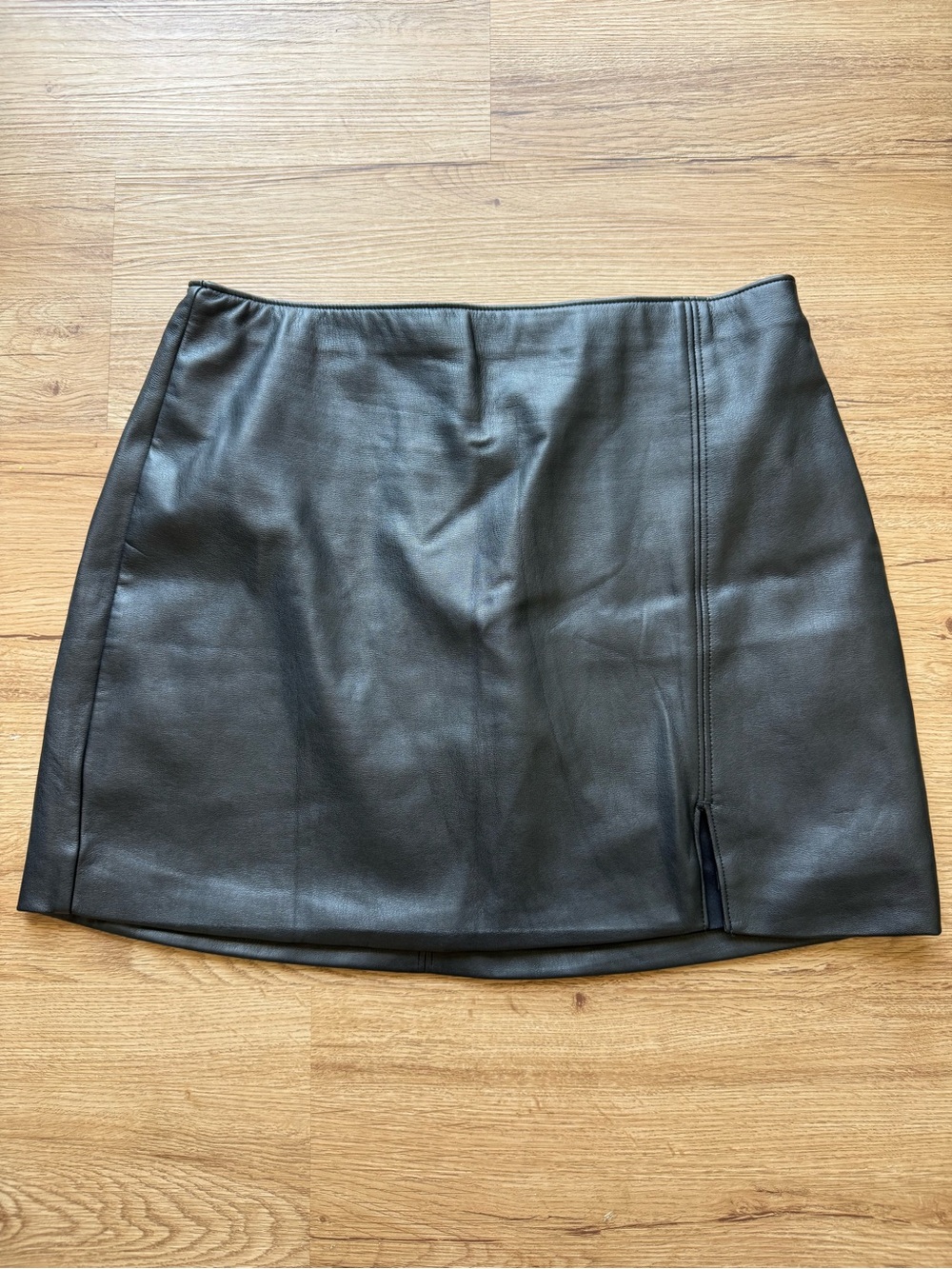 Hollister Black Faux Leather Mini Skirt with Side Slit